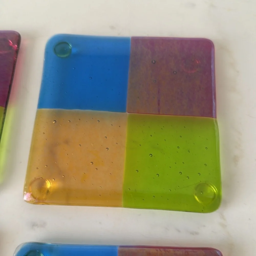 Color Block  Glass Coasters Set of 4